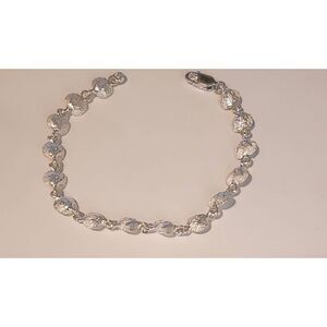 NEW~925 Sterling Silver Diamond Cut Seashell Sealife Link Tennis Bracelet